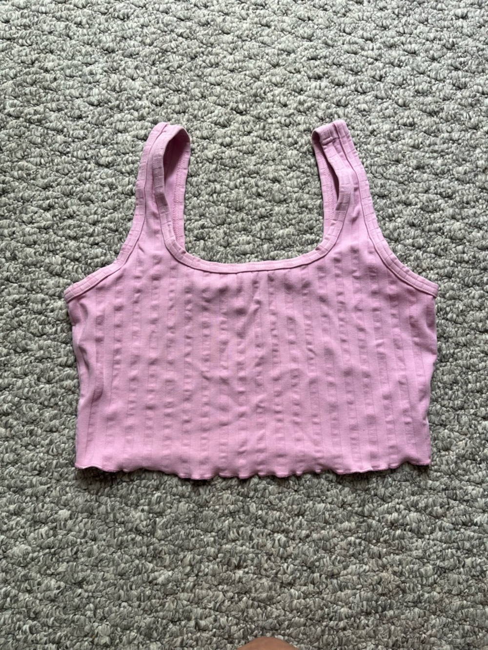 Light Pink Ribbed Scoop Crop Tank Top